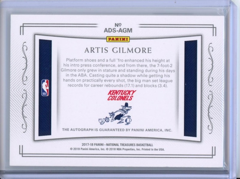 2017-18 National Treasures #ADS-AGM Artis Gilmore All-Decade Auto #/49 view 2