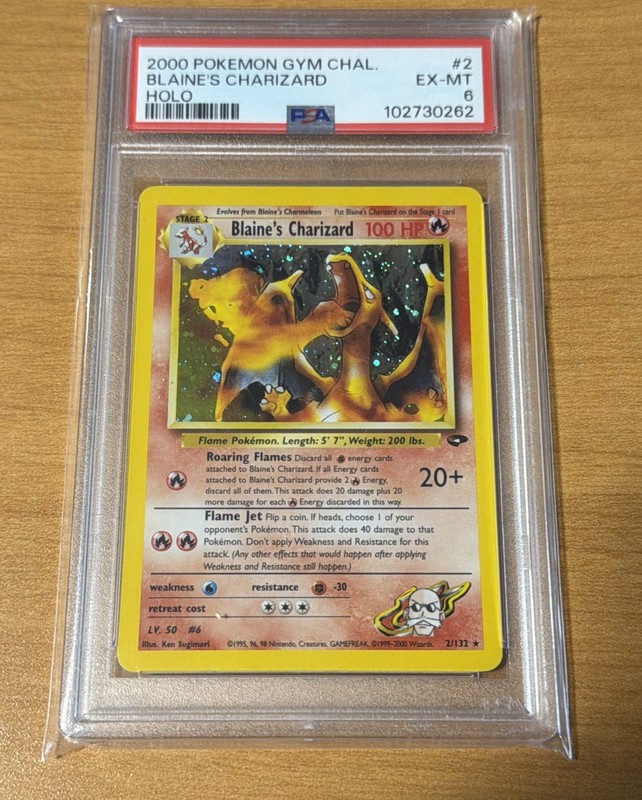 Pokemon TCG Blaine's Charizard Holo Gym Challenge 2000 2/132 PSA 6