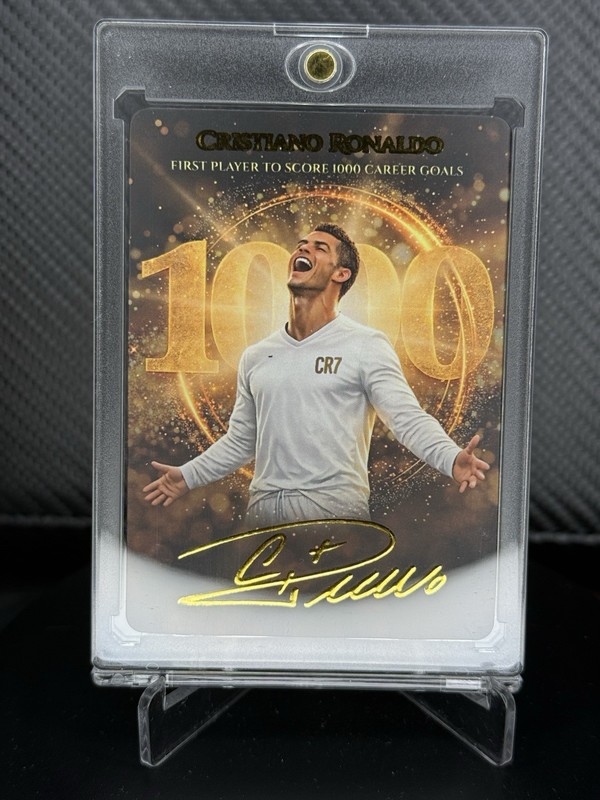 Custom Cristiano Ronaldo CR7 1000 Goals Record Gold Foil Auto 1/1 Style SSP