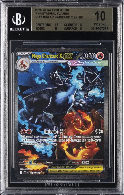 2025 POKEMON PFL SPECIAL ILLUSTRATION RARE #125 MEGA CHARIZARD X EX BGS 10