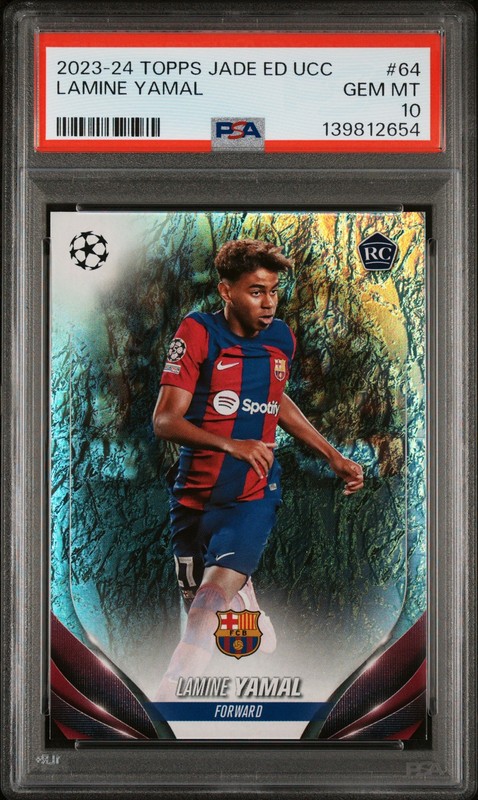 2023-24 TOPPS JADE EDITION UEFA CLUB COMPETITIONS #64 LAMINE YAMAL ROOKIE PSA 10