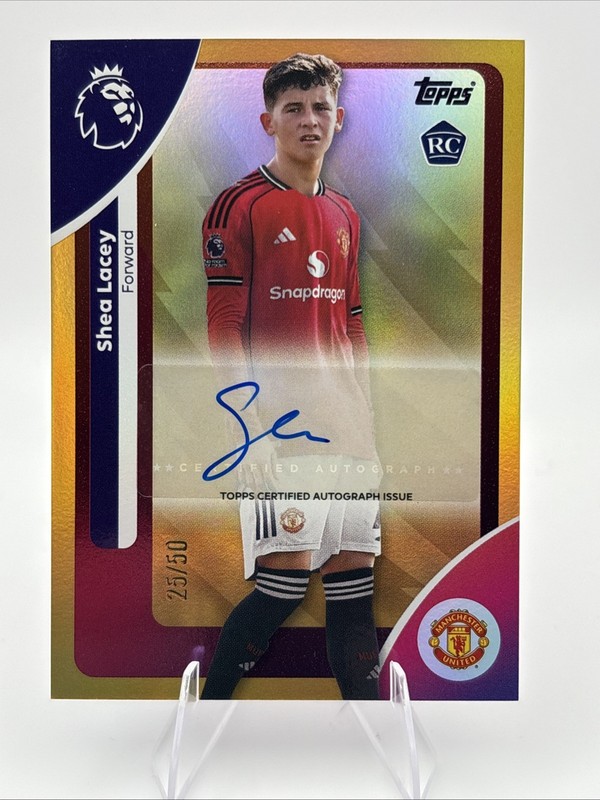 2025-26 Topps Premier League Shea Lacey ManU Rookie RC Auto 25/50 True Gold 