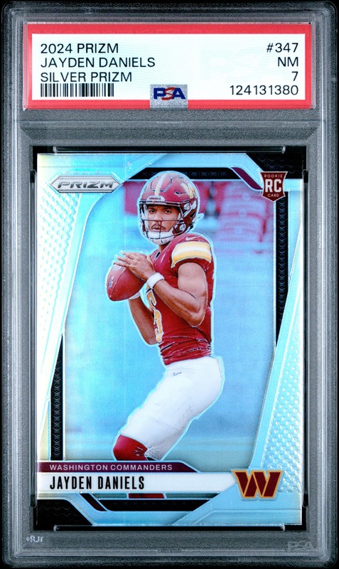 2024 PANINI PRIZM SILVER PRIZM #347 JAYDEN DANIELS ROOKIE RC PSA 7