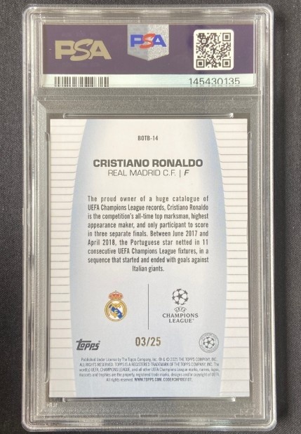 Cristiano Ronaldo 2024-25 Topps UCC Best of the best Orange /25 #BOTB-14 PSA 6 view 2