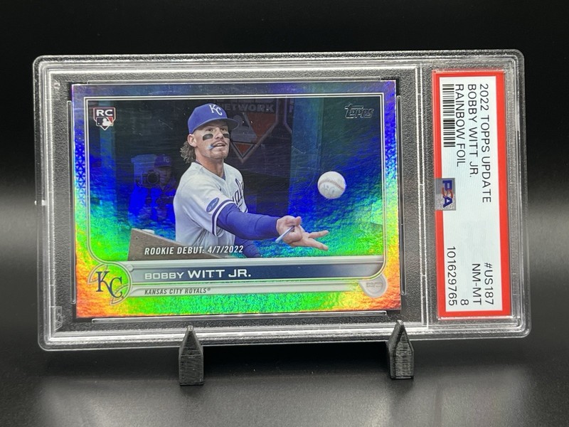 2022 TOPPS UPDATE RAINBOW FOIL #US187 BOBBY WITT JR. PSA 8 Royals Rookie RC