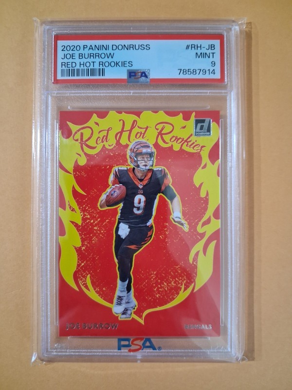 2020 Panini Donruss - Red Hot Rookies Joe Burrow Bengals PSA 9 Rookie Card 