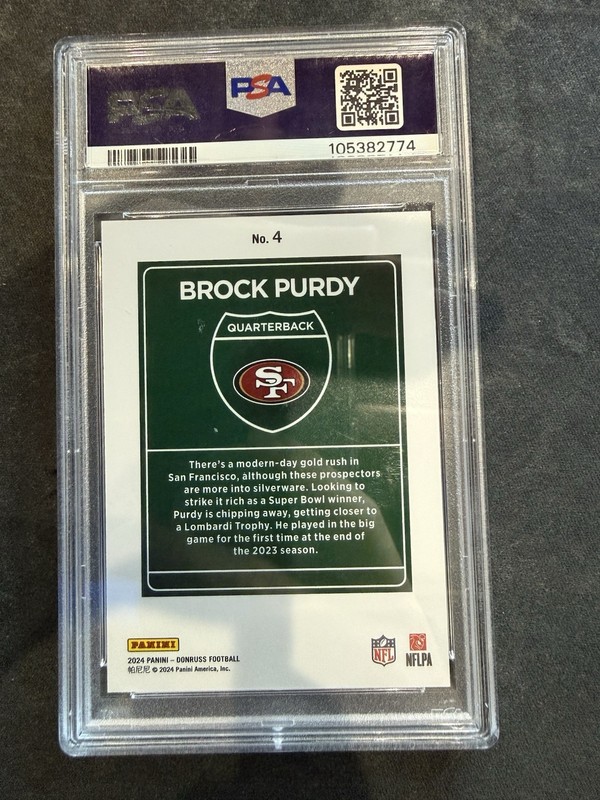 2024 Panini Donruss - Downtown! Brock Purdy #4 PSA 9 MINT 49ers🔥🔥 view 2