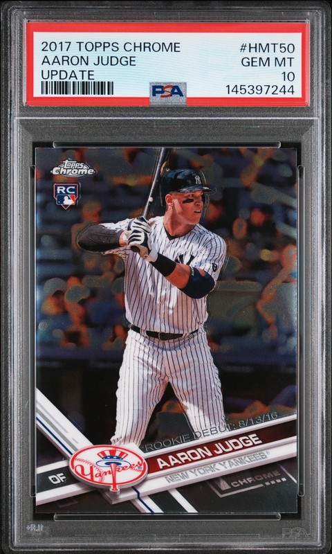 2017 TOPPS CHROME UPDATE #HMT50 AARON JUDGE ROOKIE RC PSA 10