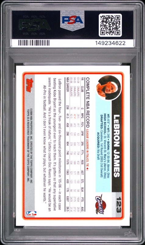 2006 TOPPS #123 LEBRON JAMES PSA 10 view 2