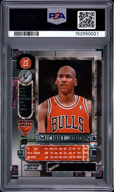 1997 SKYBOX METAL UNIVERSE #23 MICHAEL JORDAN PSA 5 view 2