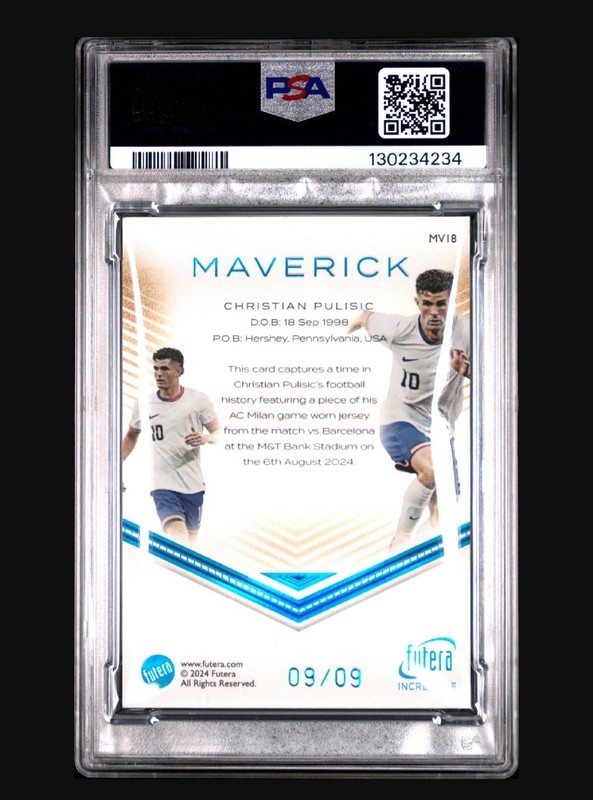 Christan Pulisic 2025 Futera Incredible Maverick Jersey Premium /9 USA view 2