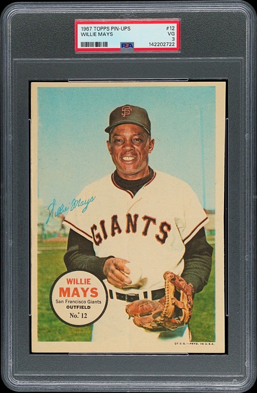1967 TOPPS PIN-UPS #12 WILLIE MAYS PSA 3