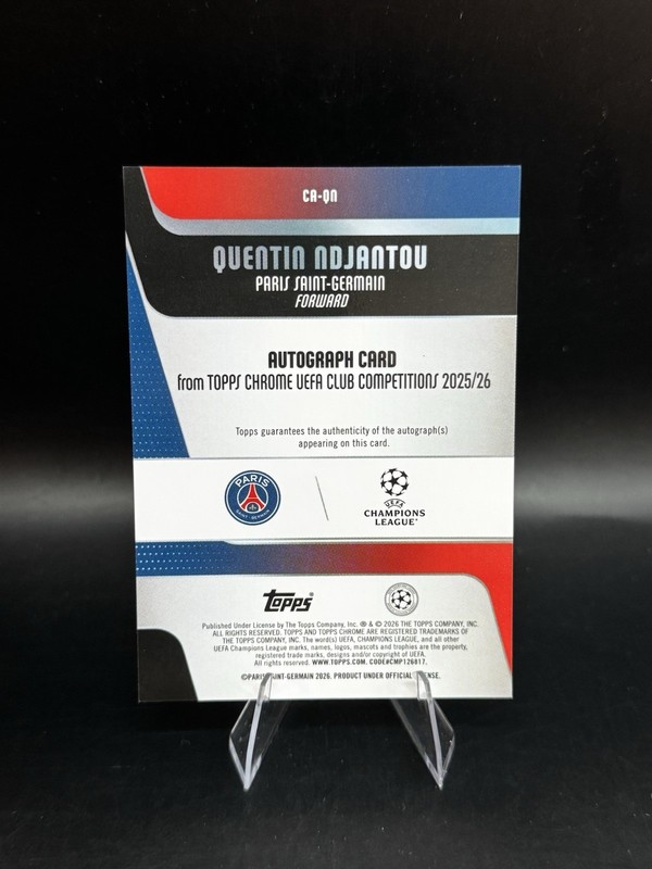 QUENTIN NDJANTOU 2025-26 TOPPS CHROME UEFA ROOKIE AUTO GOLD REFRACTOR /50 view 2