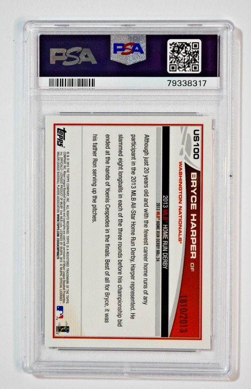 2013 Topps Update #US100 Bryce Harper Gold /2013 PSA 10 Gem Mint view 2