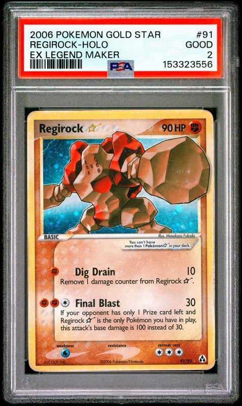 2006 POKEMON EX LEGEND MAKER GOLD STAR #91 REGIROCK-HOLO PSA 2