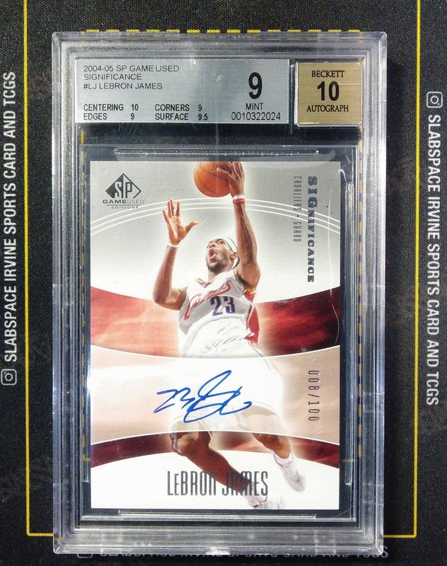 2004-05 UPPER DECK SP GAME USED AUTO #LJ LEBRON JAMES /100 BGS 9 AUTO 10 (DE