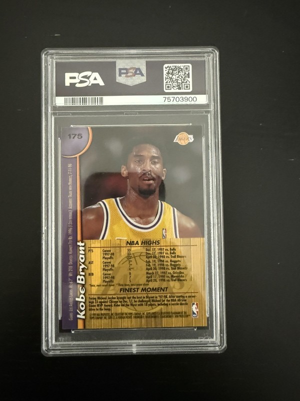 1998 Kobe Bryant #175 Finest PSA 10 Los Angeles Lakers view 2