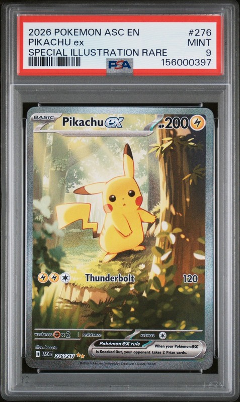 2026 POKEMON ASC EN-ASCENDED HEROES SPECIAL ILLUSTRATION RARE PIKACHU EX PSA 9