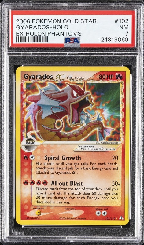 2006 POKEMON EX HOLON PHANTOMS GOLD STAR #102 GYARADOS-HOLO PSA 7