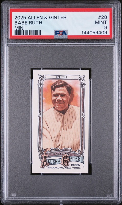 Babe Ruth PSA 9 Mint 2025 Topps Allen & Ginter Mini #28 New York Yankees