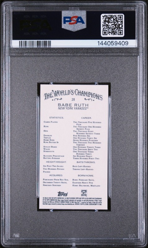 Babe Ruth PSA 9 Mint 2025 Topps Allen & Ginter Mini #28 New York Yankees view 2