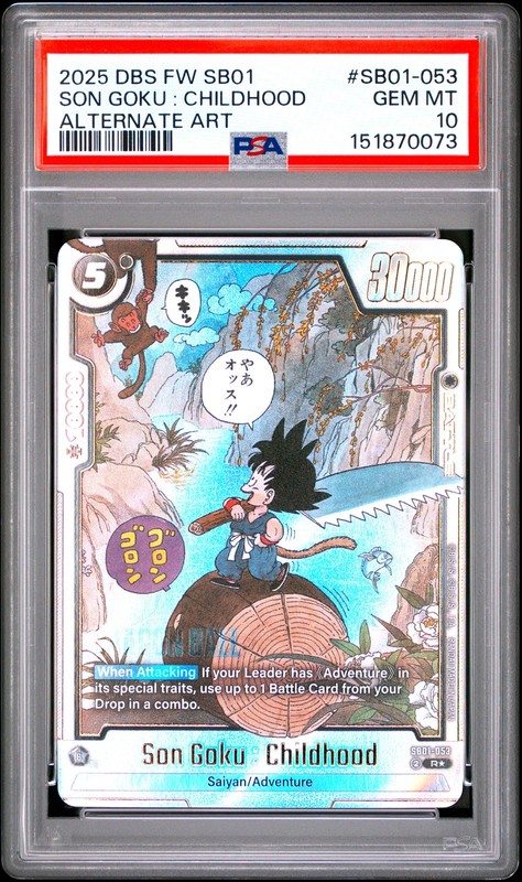 2025 DRAGON BALL SUPER CARD ALTERNATE ART #SB01-053 SON GOKU : CHILDHOOD PSA 10