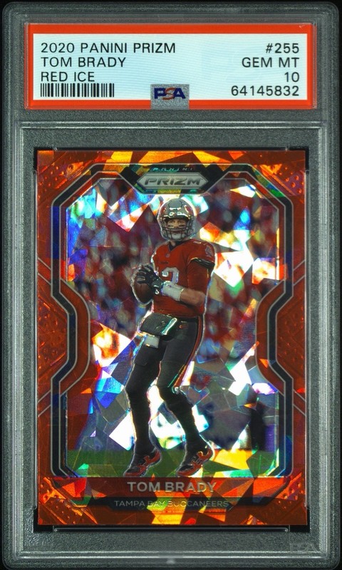 2020 TOM BRADY PRIZM RED CRACKED ICE PSA 10