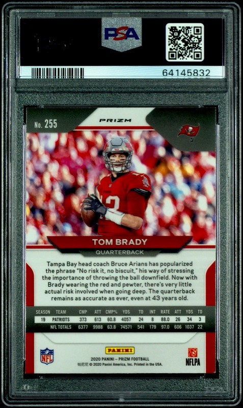 2020 TOM BRADY PRIZM RED CRACKED ICE PSA 10 view 2