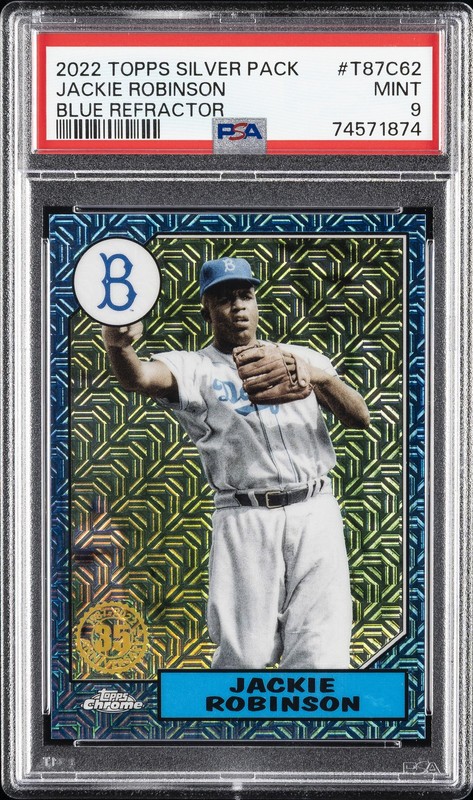 2022 TOPPS SILVER PACK 1987 CHROME PROMO #T87C62 JACKIE ROBINSON 31/150 PSA 9
