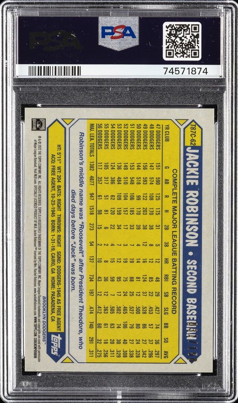 2022 TOPPS SILVER PACK 1987 CHROME PROMO #T87C62 JACKIE ROBINSON 31/150 PSA 9 view 2