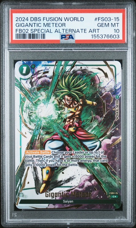 DRAGON BALL SUPER CARD GAME FUSION WORLD BLAZING AURA GIGANTIC METEOR PSA 10