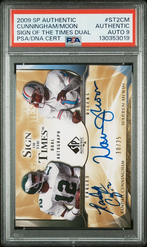 2009 #ST2CM RANDALL CUNNINGHAM/WARREN MOON 10/25 PSA AUTHENTIC AUTO 9