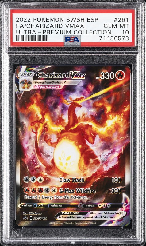 2022 POKEMON SWSH BLACK STAR PROMO #261 FULL ART/CHARIZARD VMAX PSA 10