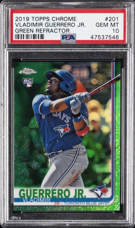 2019 TOPPS CHROME GREEN REFRACTOR VLADIMIR GUERRERO JR. ROOKIE RC #/99 PSA 10