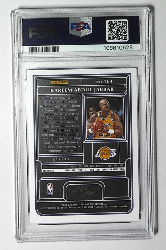 2022-23 Panini One & One Kareem Abdul-Jabbar Blue /40 Lakers PSA 9 view 2