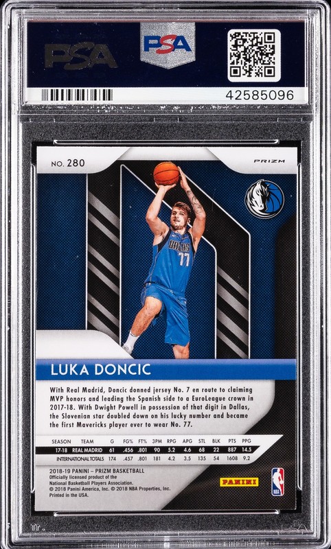 2018 PANINI PRIZM SILVER PRIZM #280 LUKA DONCIC ROOKIE RC PSA 10 view 2