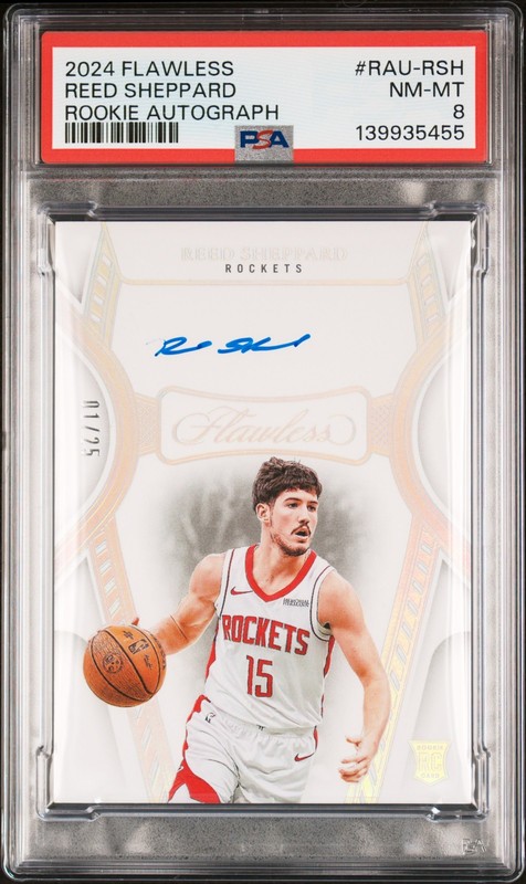 2024 PANINI FLAWLESS ROOKIE AUTO #RAU-RSH REED SHEPPARD ROOKIE RC /25 PSA 8