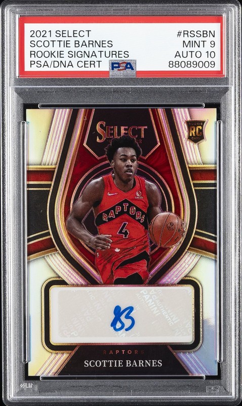 2021 PANINI SELECT ROOKIE SIGNATURES #RSSBN SCOTTIE BARNES 101/249 PSA 9 AUTO 10