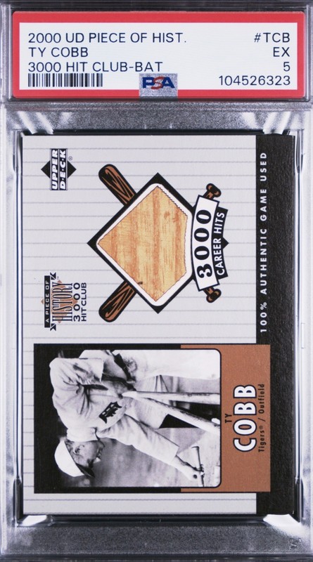 2000 Upper Deck - A Piece of History - 3000 Hit Club - Ty Cobb - Bat Card PSA 5
