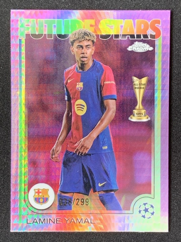 Lamine Yamal 2024-25 Topps Chrome UCC Future Stars Violet Prism RC /299 #27