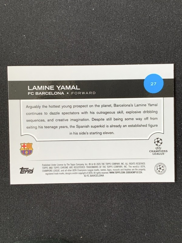 Lamine Yamal 2024-25 Topps Chrome UCC Future Stars Violet Prism RC /299 #27 view 2