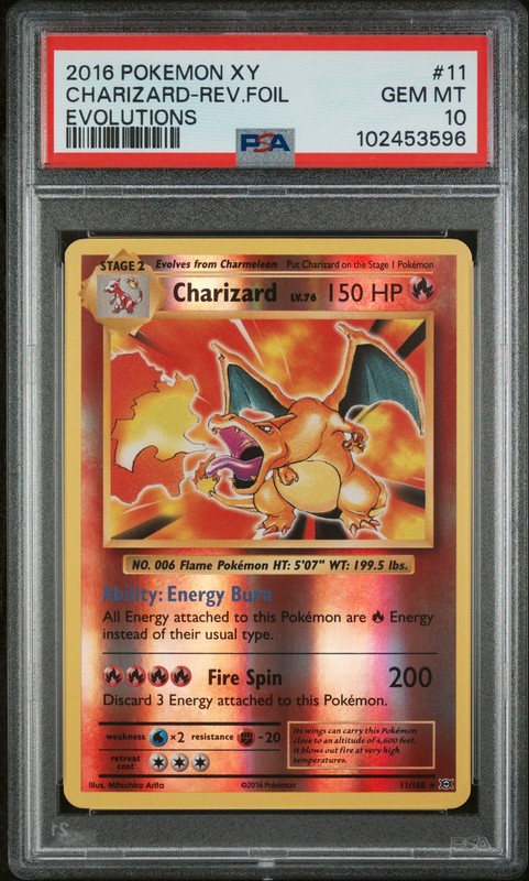 2016 POKEMON XY EVOLUTIONS #11 CHARIZARD-REVERSE FOIL PSA 10