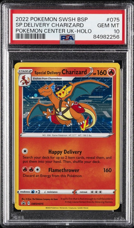 2022 POKEMON SWSH POKEMON CENTER UK SPECIAL DELIVERY CHARIZARD-HOLO PSA 10