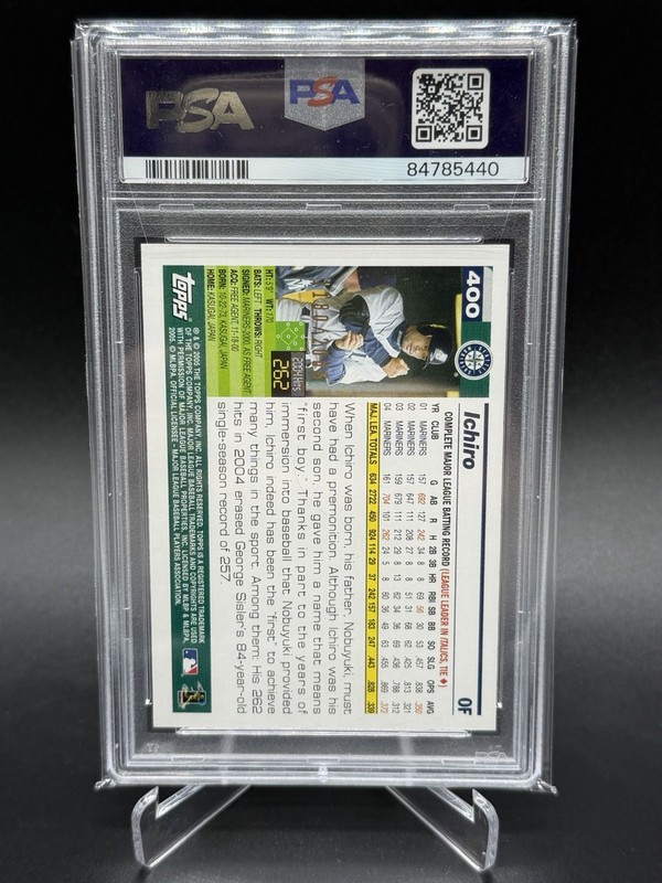 2005 Topps GOLD Ichiro Suzuki PSA 10 Gem Mint Card #400 Mariners #/2005 Pop of 3 view 2