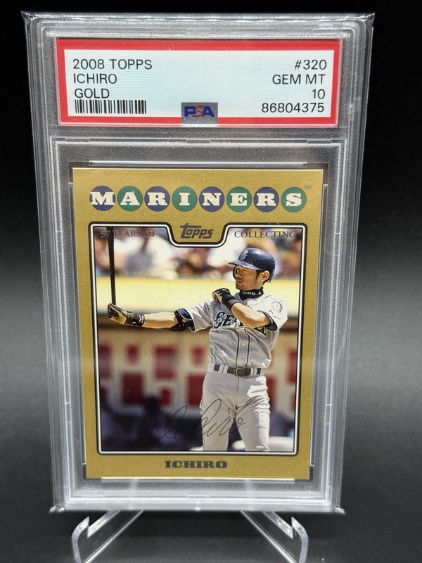 2008 Topps GOLD Ichiro Suzuki PSA 10 Gem Mint Card #320 Mariners #/2008 Pop 12