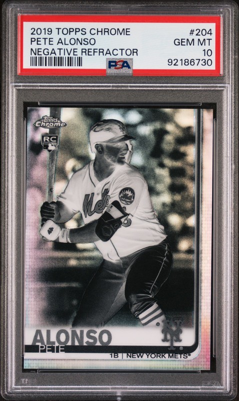 2019 TOPPS CHROME NEGATIVE REFRACTOR #204 PETE ALONSO ROOKIE RC PSA 10