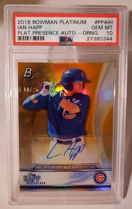 2016 Platinum Presence AUTO ORANGE Refractive IAN HAPP Card /25 PSA 10 Gem MINT