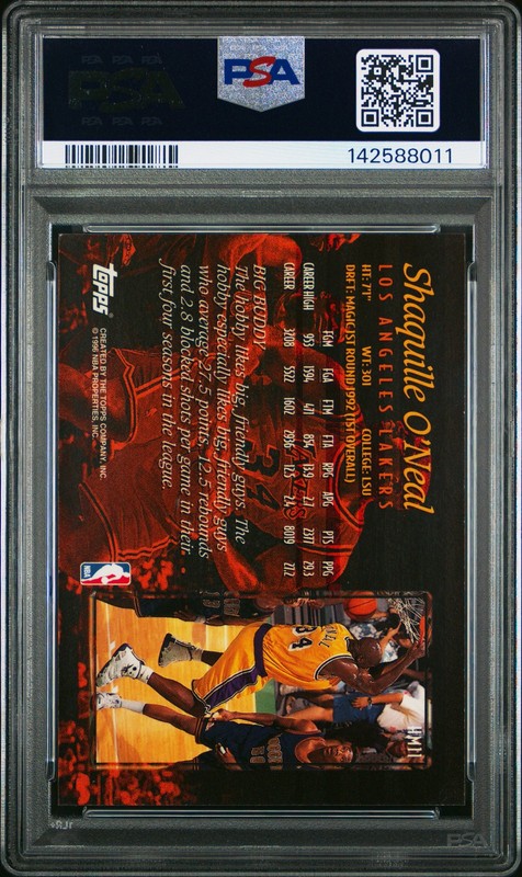 1996 TOPPS HOBBY MASTERS #HM11 SHAQUILLE O'NEAL PSA 9 view 2