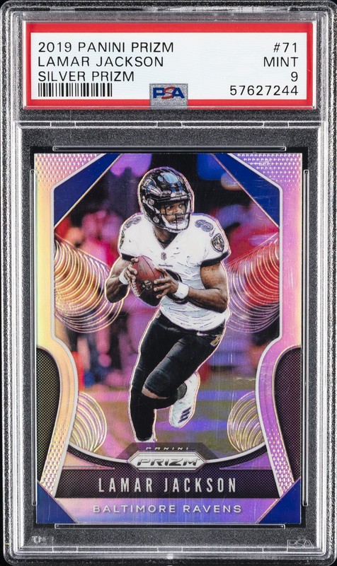 2019 PANINI PRIZM SILVER PRIZM #71 LAMAR JACKSON PSA 9