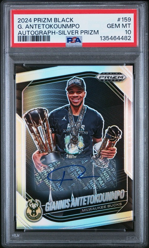 2024-25 Panini Prizm Black Giannis Antetokounmpo #159 Auto Silver Prizm (AU)